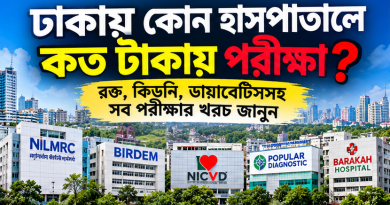 ঢাকায় কোন হাসপাতালে কত টাকায় পরীক্ষা?