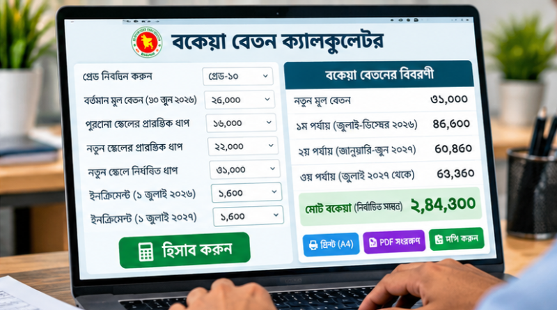 নতুন বেতন কাঠামোর বকেয়া কত টাকা?