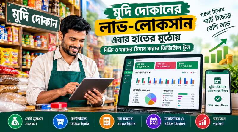মুদি দোকানের আয়-ব্যয়ের হিসাব রাখুন এক ক্লিকেই