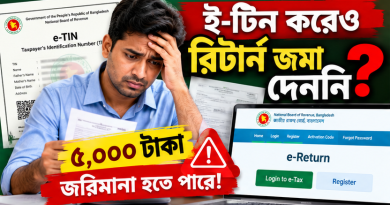ই-টিন থাকলেও আয়কর রিটার্ন জমা না দিলে জরিমানা?