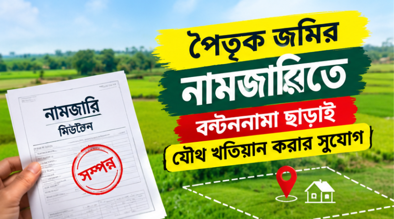 পৈতৃক জমির নামজারিতে বণ্টননামা দলিল কি আর লাগবে না?