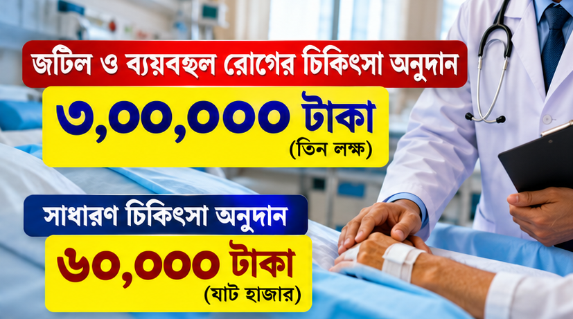 জটিল রোগের চিকিৎসায় সর্বোচ্চ ৩ লাখ টাকা
