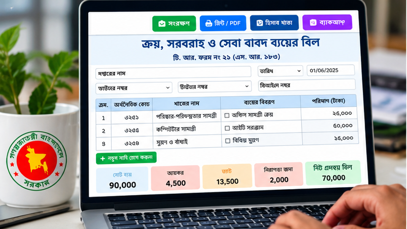 সরকারি ব্যয়ের বিল প্রস্তুতে ডিজিটাল ফর্ম