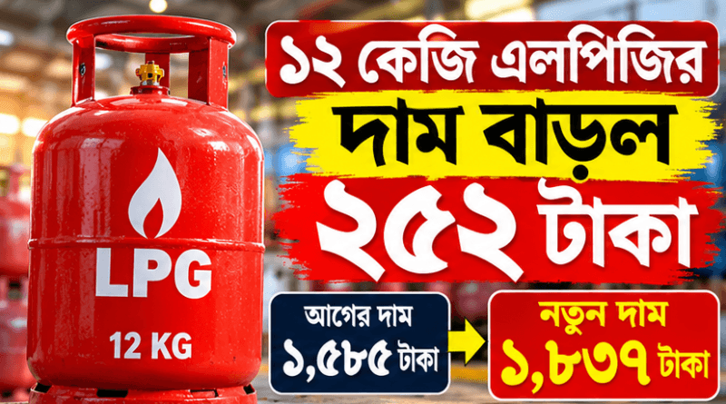 ১২ কেজি এলপিজির দাম বাড়ল ২৫২ টাকা