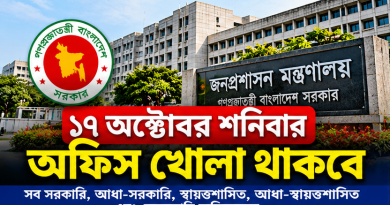 ১৭ অক্টোবর শনিবার সব সরকারি-বেসরকারি অফিস খোলা