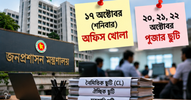 ১৭–১৯ অক্টোবর ছুটি নিলে কতদিন ছুটি? সরকারি আদেশে মিলছে টানা ৮ দিনের সুযোগ
