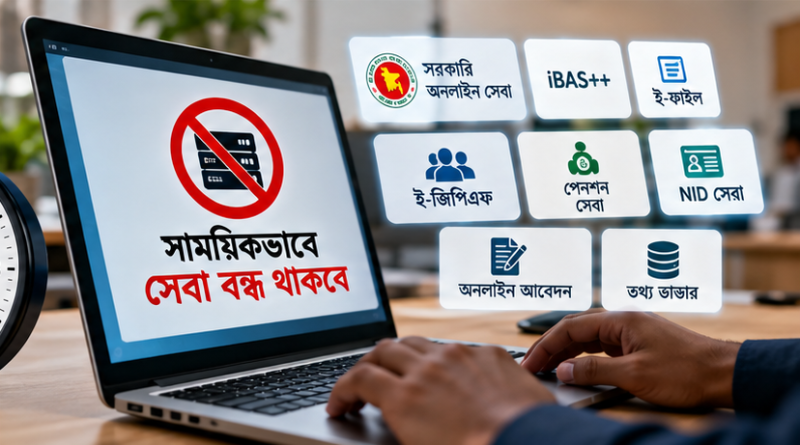 ৯ ঘণ্টা বন্ধ থাকবে বিভিন্ন সরকারি অনলাইন সেবা আইবাস++?