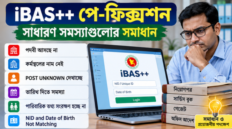 iBAS++ পে-ফিকেশনে পদবি ও অফিসের নাম উধাও